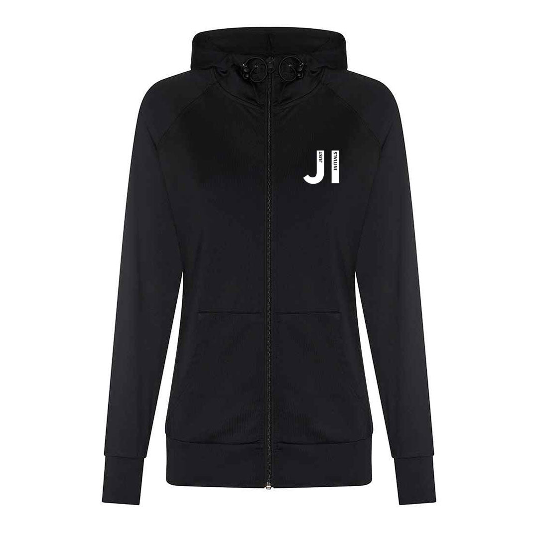 JUST INITIALS WOMENS ZIP UP SPORTS HOODIE