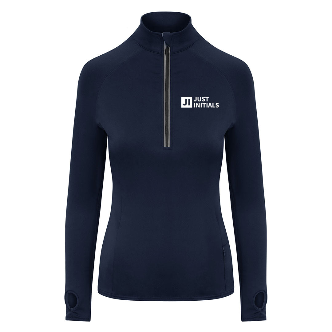 JUST INITIALS WOMENS HALF ZIP TRAINING TOP