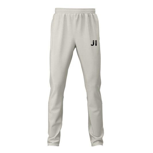 JUST INITIALS BRANDED ADULT WHITE CRICKET TROUSERS